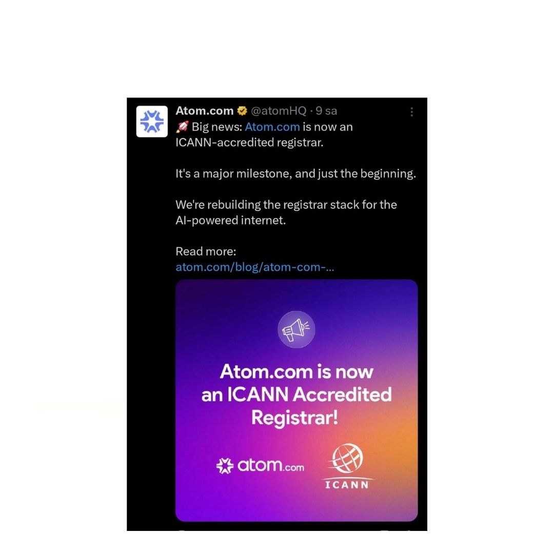 Atom.com is now an ICANN-accredited registrar